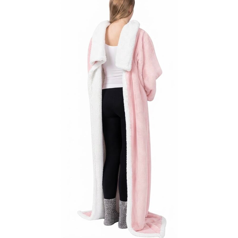 NWT Cottagecore Wearable Blanket - Plush Fleece Oversized Snuggle Hoodie Pink - Picture 5 of 5